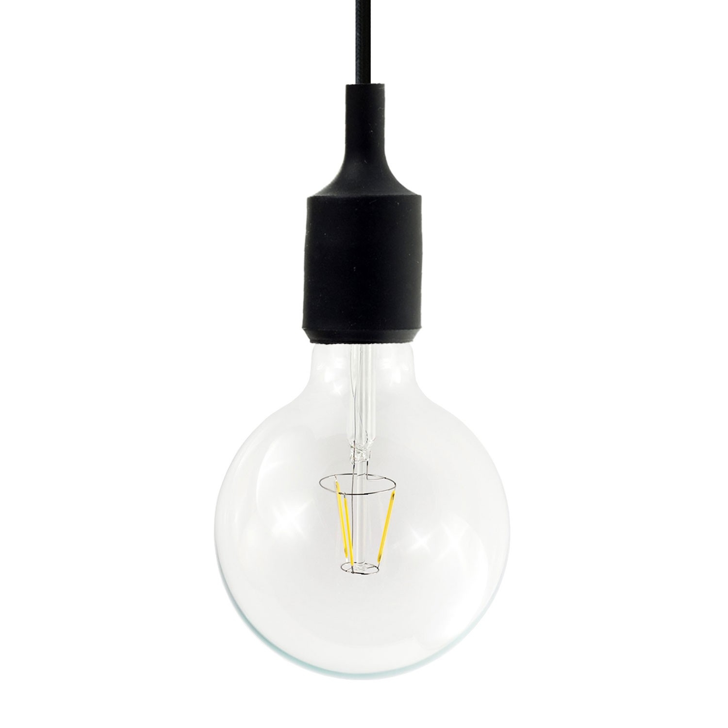 Pendant lamp with textile cable and silicone details - Made in Italy