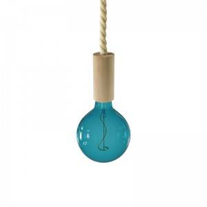 Pendant lamp with XL nautical cord and wooden details - Made in Italy