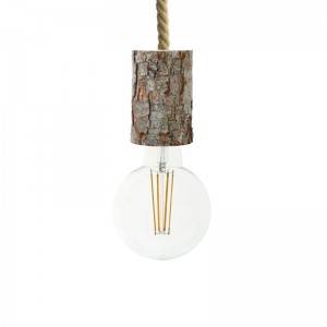 Pendant lamp with nautical cord XL and small bark lamp holder - Made in Italy
