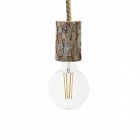 Pendant lamp with nautical cord XL and small bark lamp holder - Made in Italy