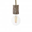 Pendant lamp with nautical cord XL and small bark lamp holder - Made in Italy