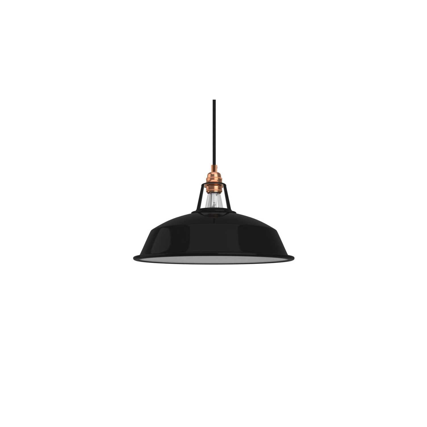 Pendant lamp with textile cable, Harbour lampshade and metal details - Made in Italy