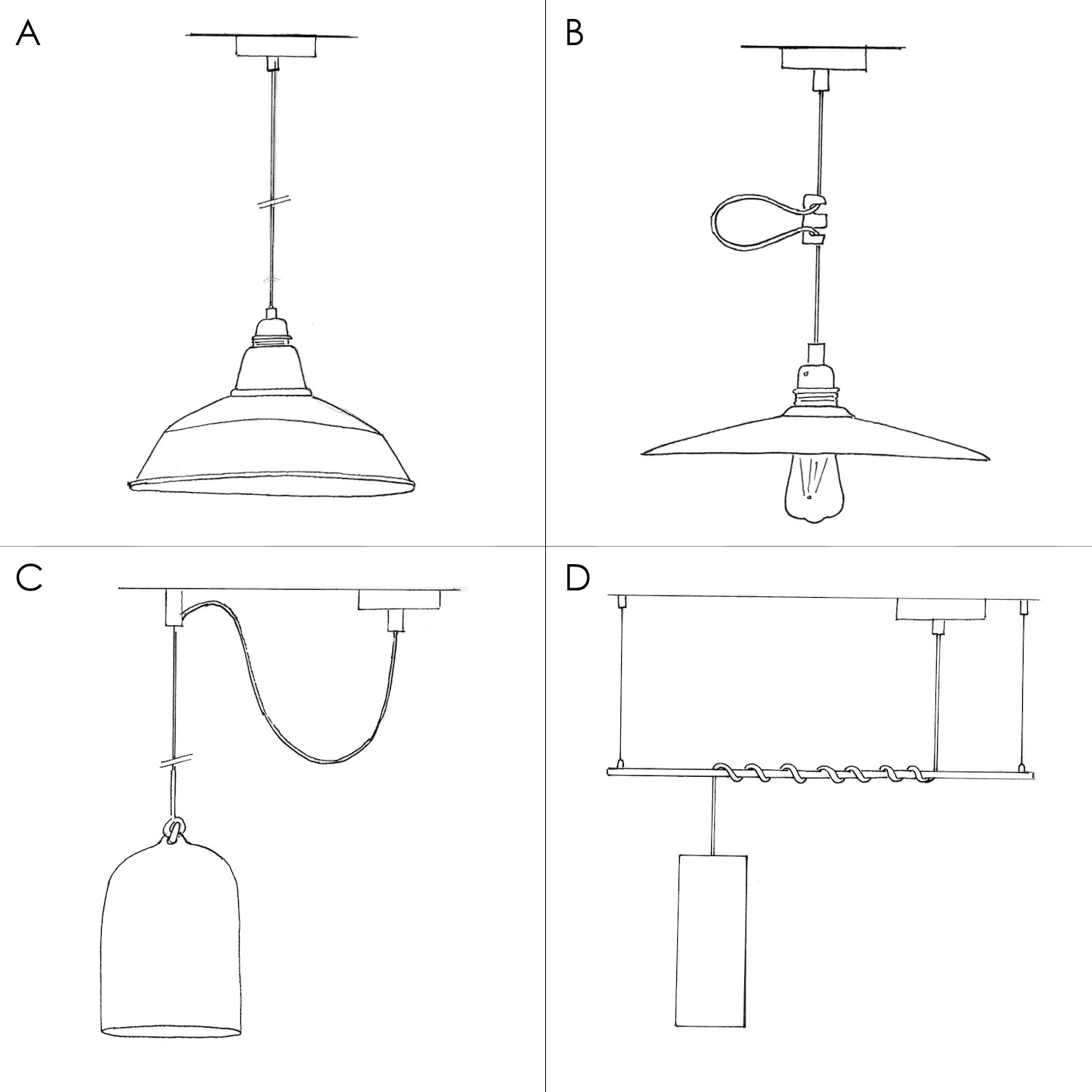 Pendant lamp with textile cable, Harbour lampshade and metal details - Made in Italy