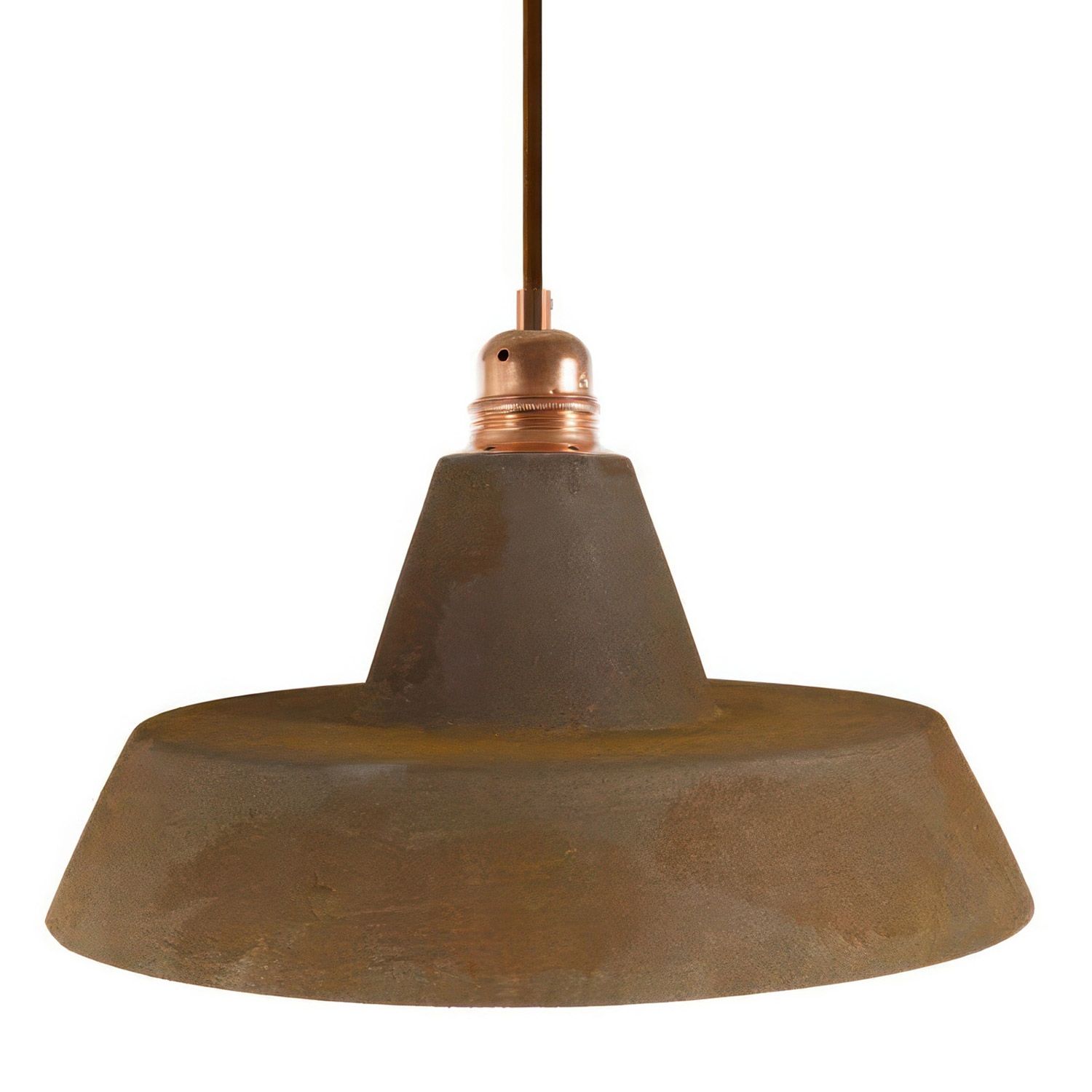 Pendant lamp with textile cable, Industrial ceramic lampshade and metal finishes - Made in Italy