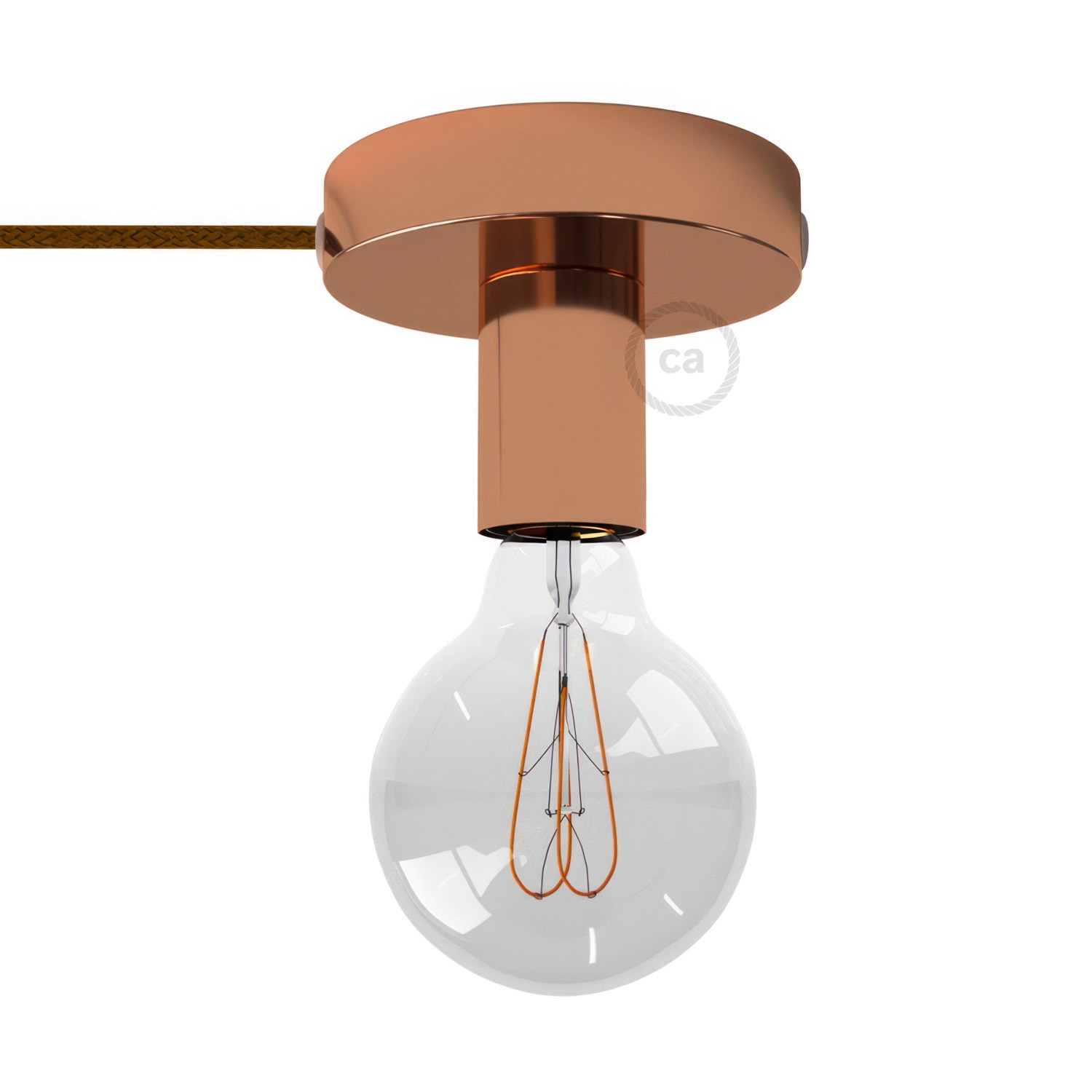 Spostaluce, the metal light source with fabric cable and side holes