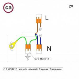 WAGO connector kit compatible with 2x cable for 1 hole ceiling rose