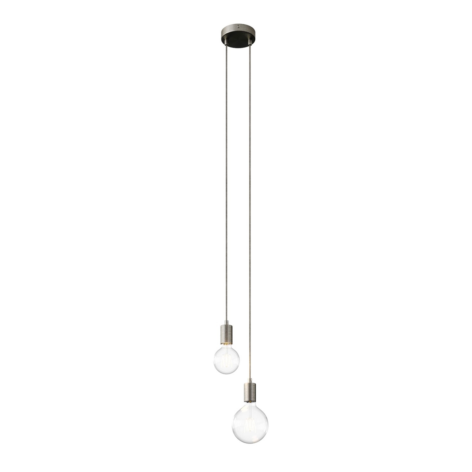 2-light multi-pendant lamp featuring fabric cable and metal finishes