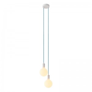 2-light multi-pendant lamp featuring fabric cable and metal finishes