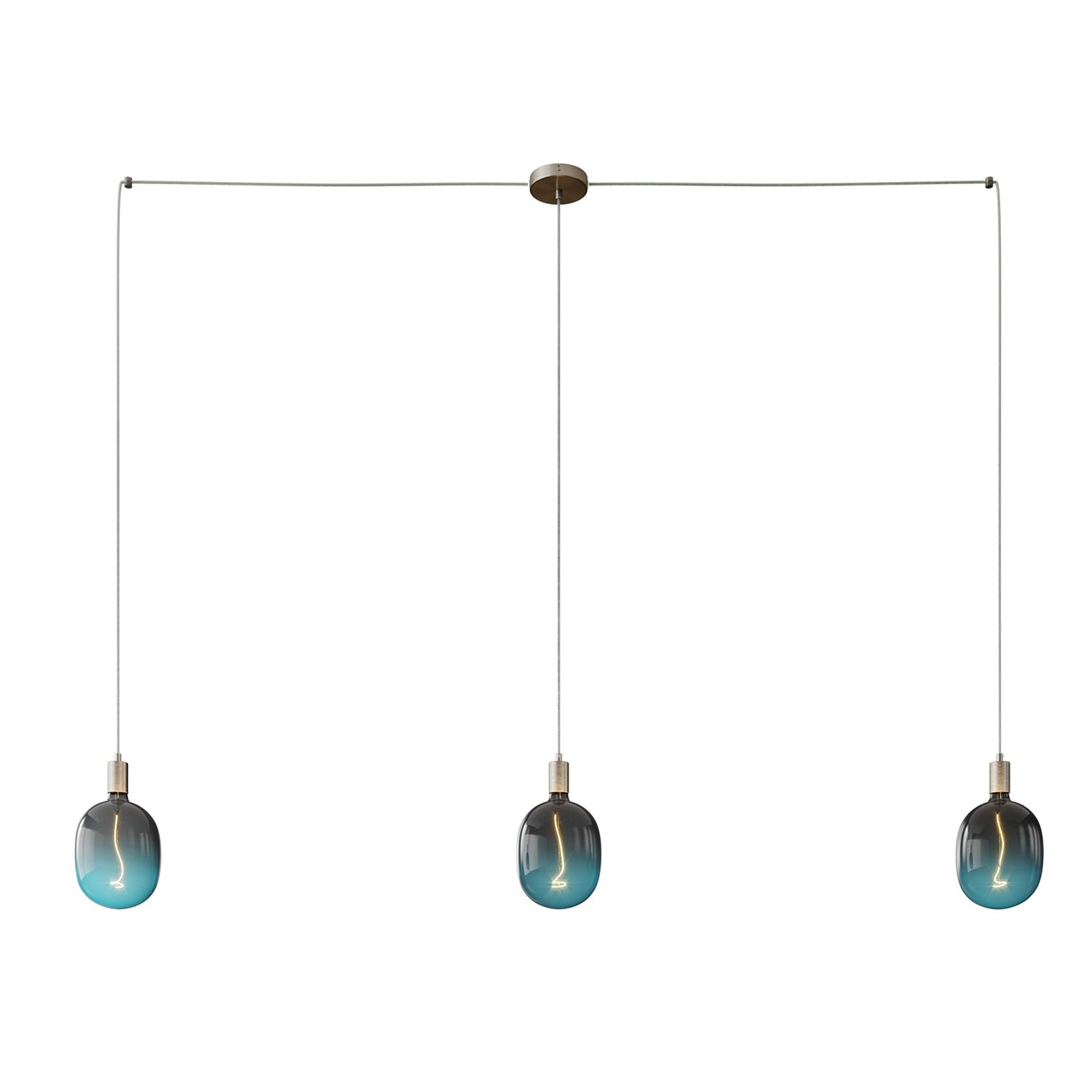 Spider - 3-light multi-pendant Made in Italy lamp featuring fabric cable and metal finishes