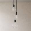 3-light multi-pendant lamp featuring fabric cable and metal finishes