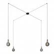 Spider - 4-light multi-pendant Made in Italy lamp featuring fabric cable and metal finishes