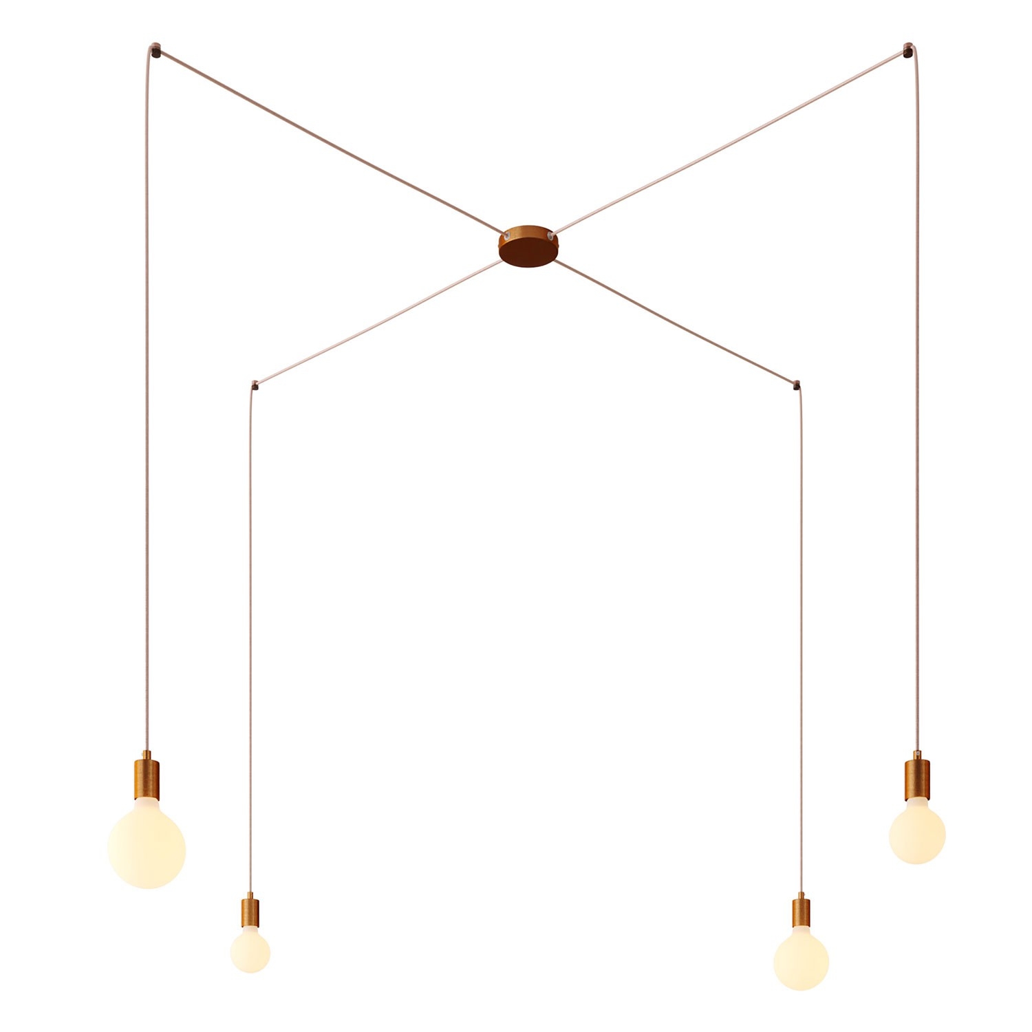 Spider - 4-light multi-pendant Made in Italy lamp featuring fabric cable and metal finishes