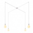 Spider - 4-light multi-pendant Made in Italy lamp featuring fabric cable and metal finishes