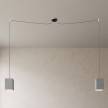 Spider - 2-light multi-pendant Made in Italy lamp featuring fabric cable and concrete lampshade