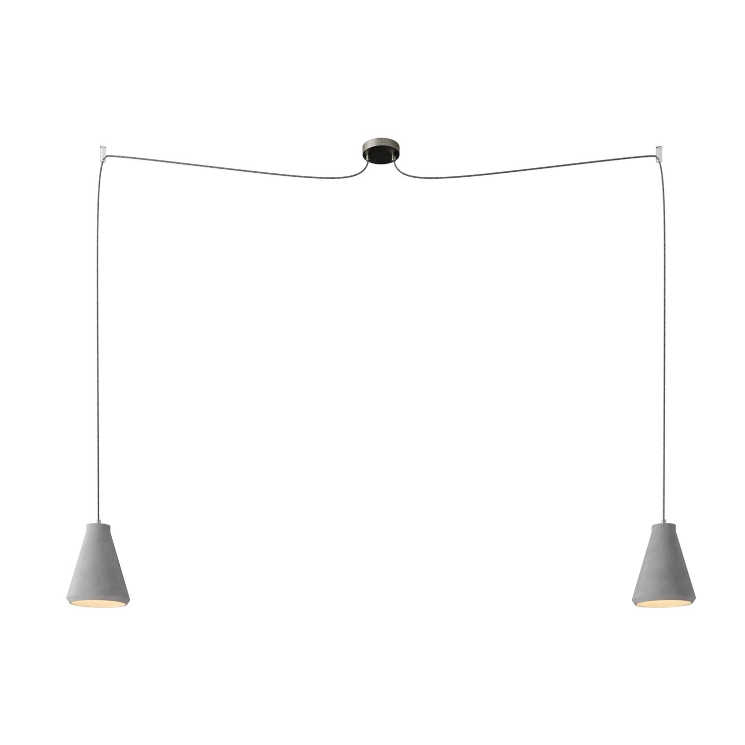 Spider - 2-light multi-pendant Made in Italy lamp featuring fabric cable and concrete lampshade