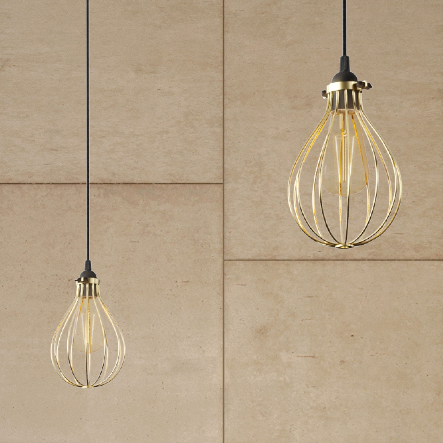 Spider - 3-light multi-pendant Made in Italy lamp featuring fabric cable and Drop lampshade