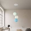 3-light pendant lamp with 400 mm round XXL Rose-One, featuring fabric cable and Sphere M lampshade