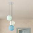 3-light pendant lamp with 400 mm round XXL Rose-One, featuring fabric cable and Sphere M lampshade