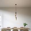 3-light multi-pendant lamp featuring fabric cable and Double Tub-E14 metal lampshade