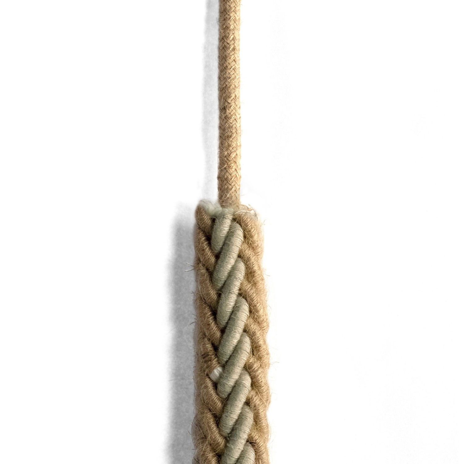 2XL PLAIT jute and natural grey linen twisted rope cable, 2x0.75 electric cable. 24mm diameter