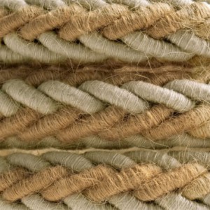 2XL PLAIT jute and natural grey linen twisted rope cable, 2x0.75 electric cable. 24mm diameter
