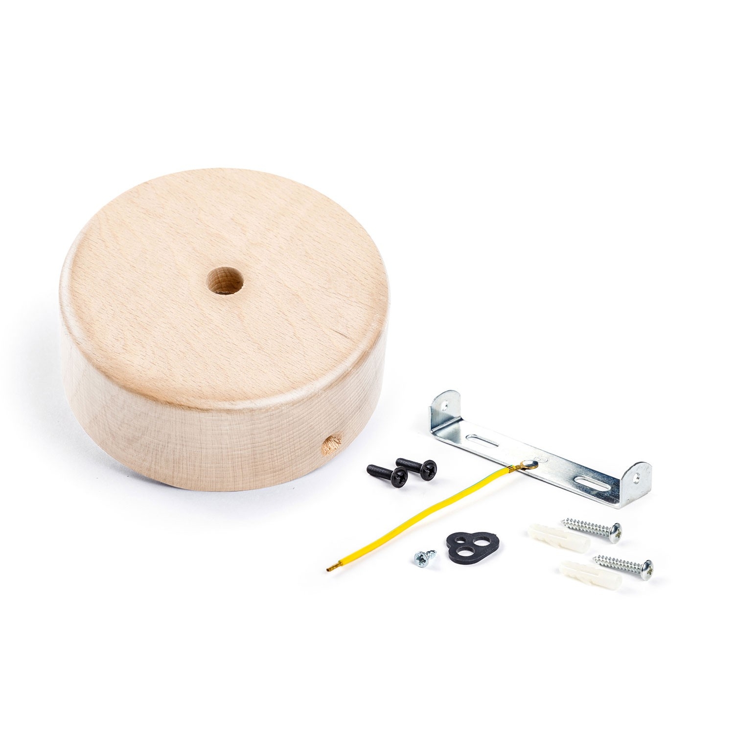 Mini cylindrical 1-central-hole wooden ceiling rose kit