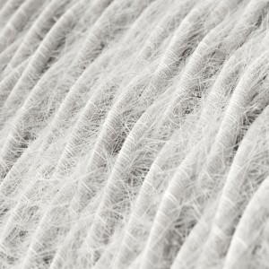 TP01 Plain White Marlene twisted lighting cable covered in hairy-effect fabric