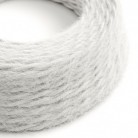 TP01 Plain White Marlene twisted lighting cable covered in hairy-effect fabric