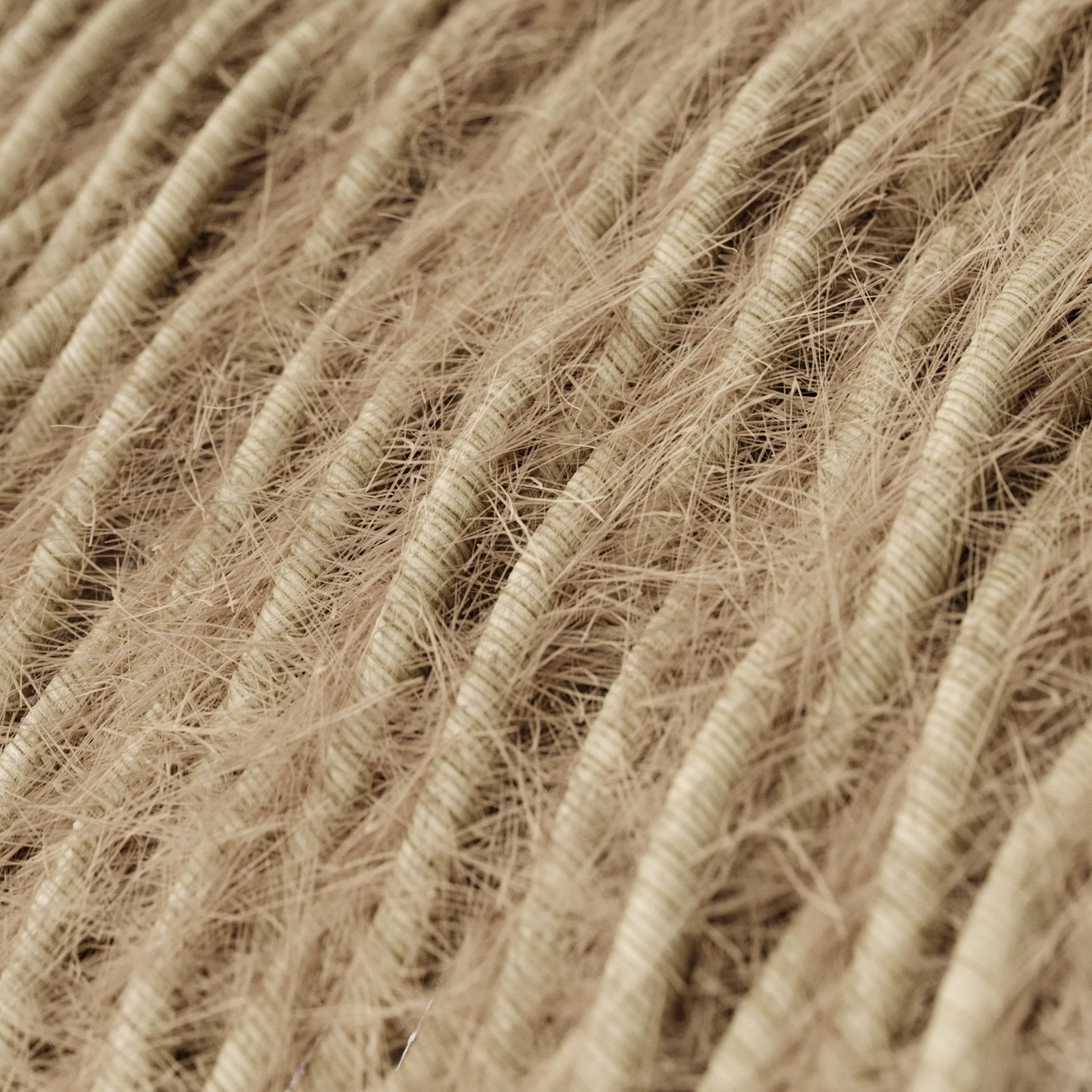 TP13 Plain Khaki Marlene twisted lighting cable covered in hairy-effect fabric