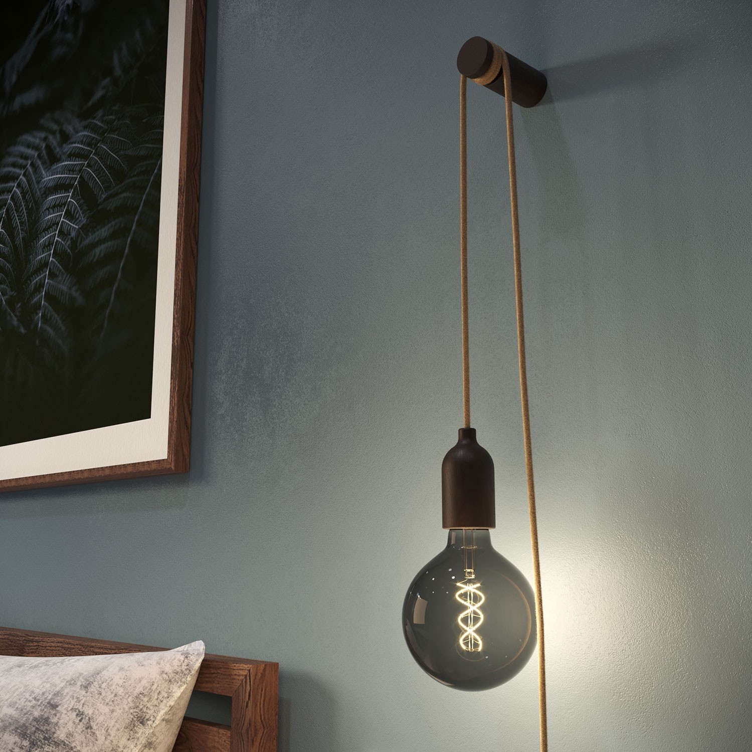 Rolé, wooden wall mount cable tie for pendant lamp