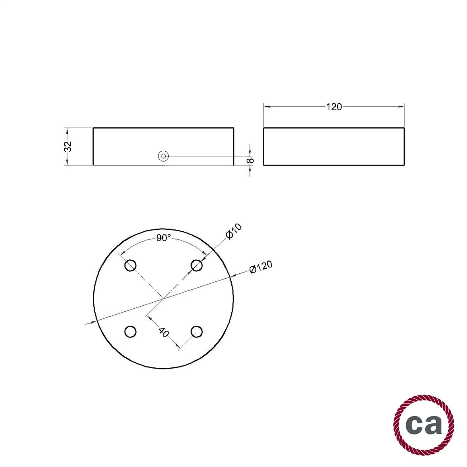 Cylindrical wooden 4-hole ceiling rose Kit