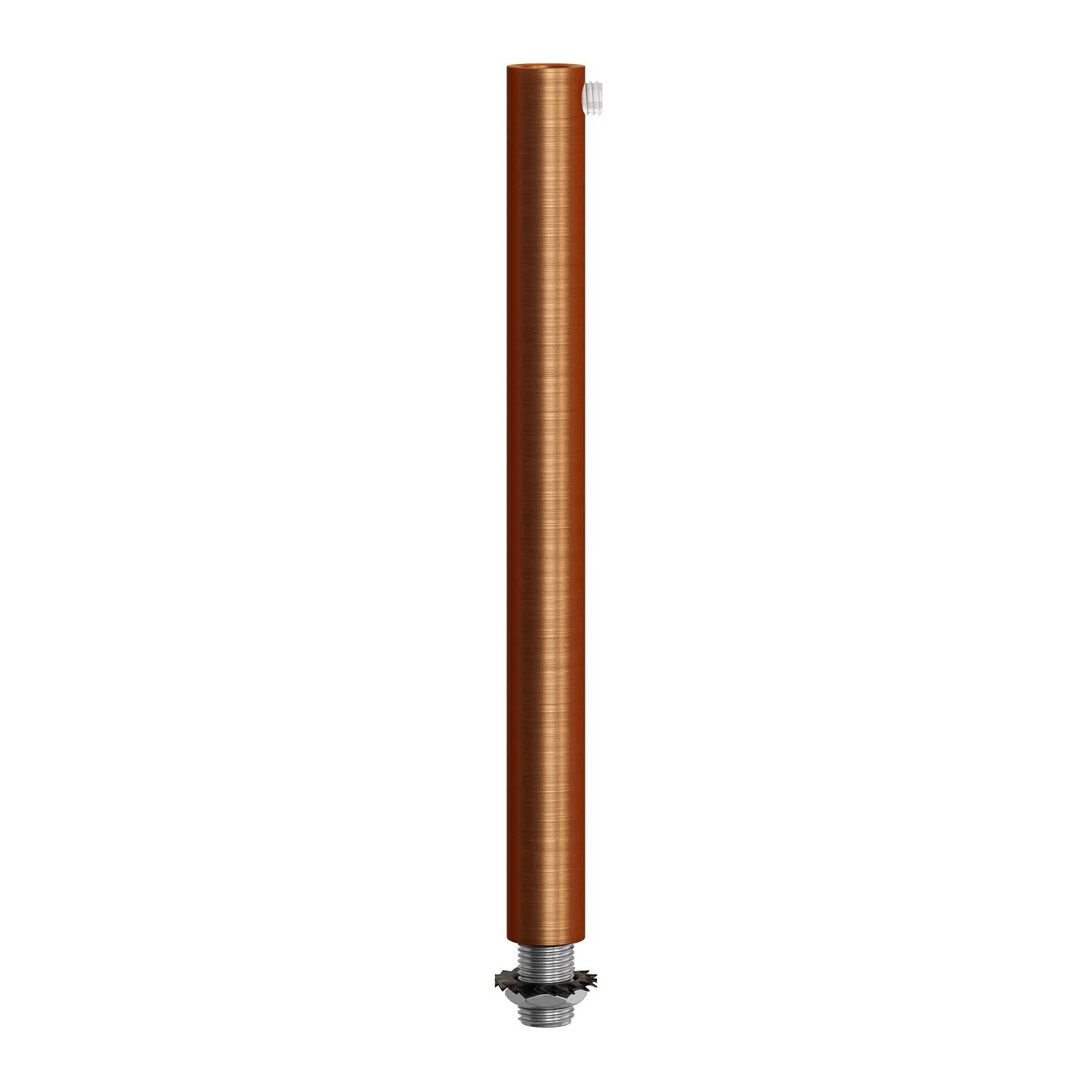Cylindrical metal cable clamp, length 15 cm, complete with rod, nut and washer