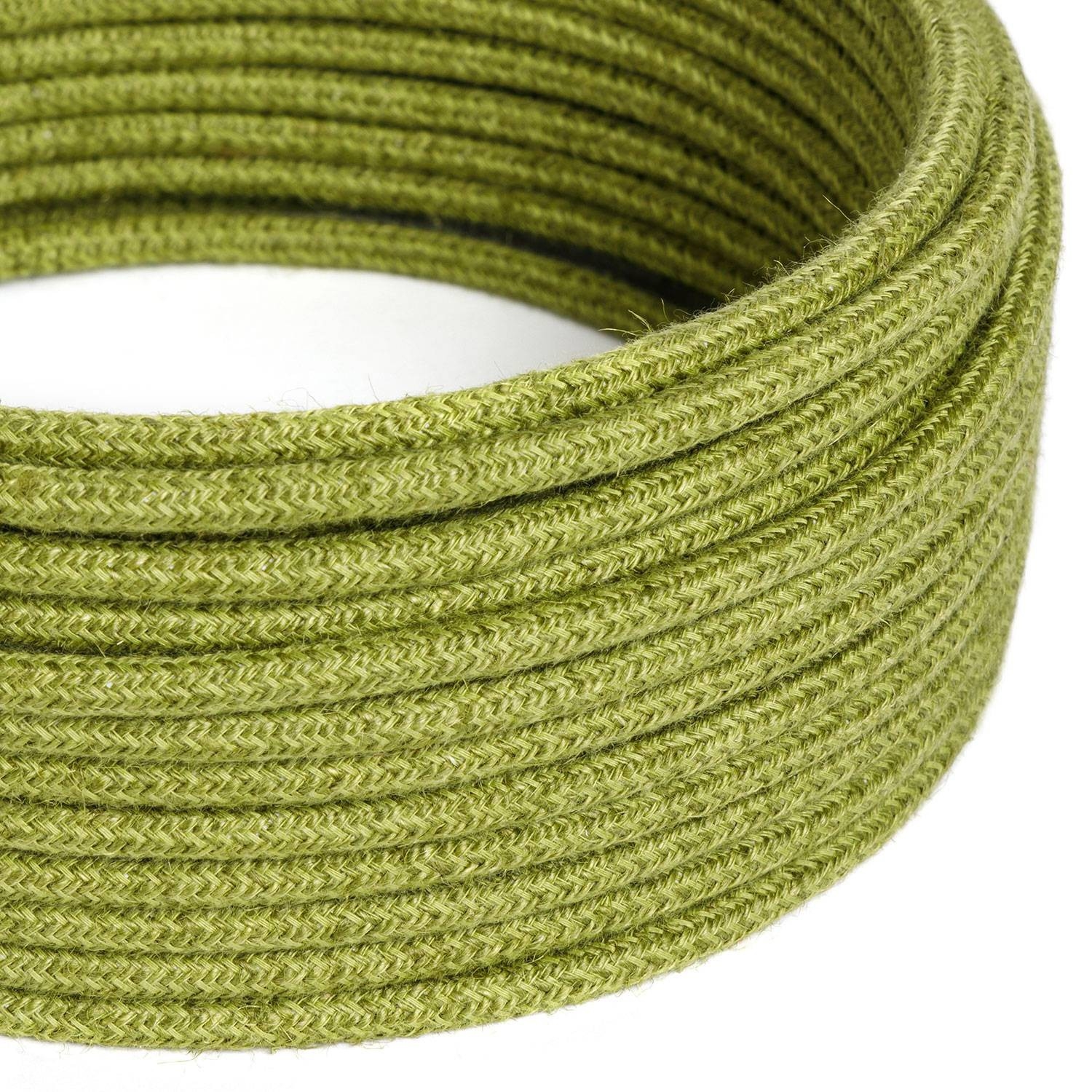RN23 Hay Green Jute Round Electrical Fabric Cloth Cord Cable