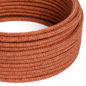 RN27 Orange Clay Jute Round Electrical Fabric Cloth Cord Cable