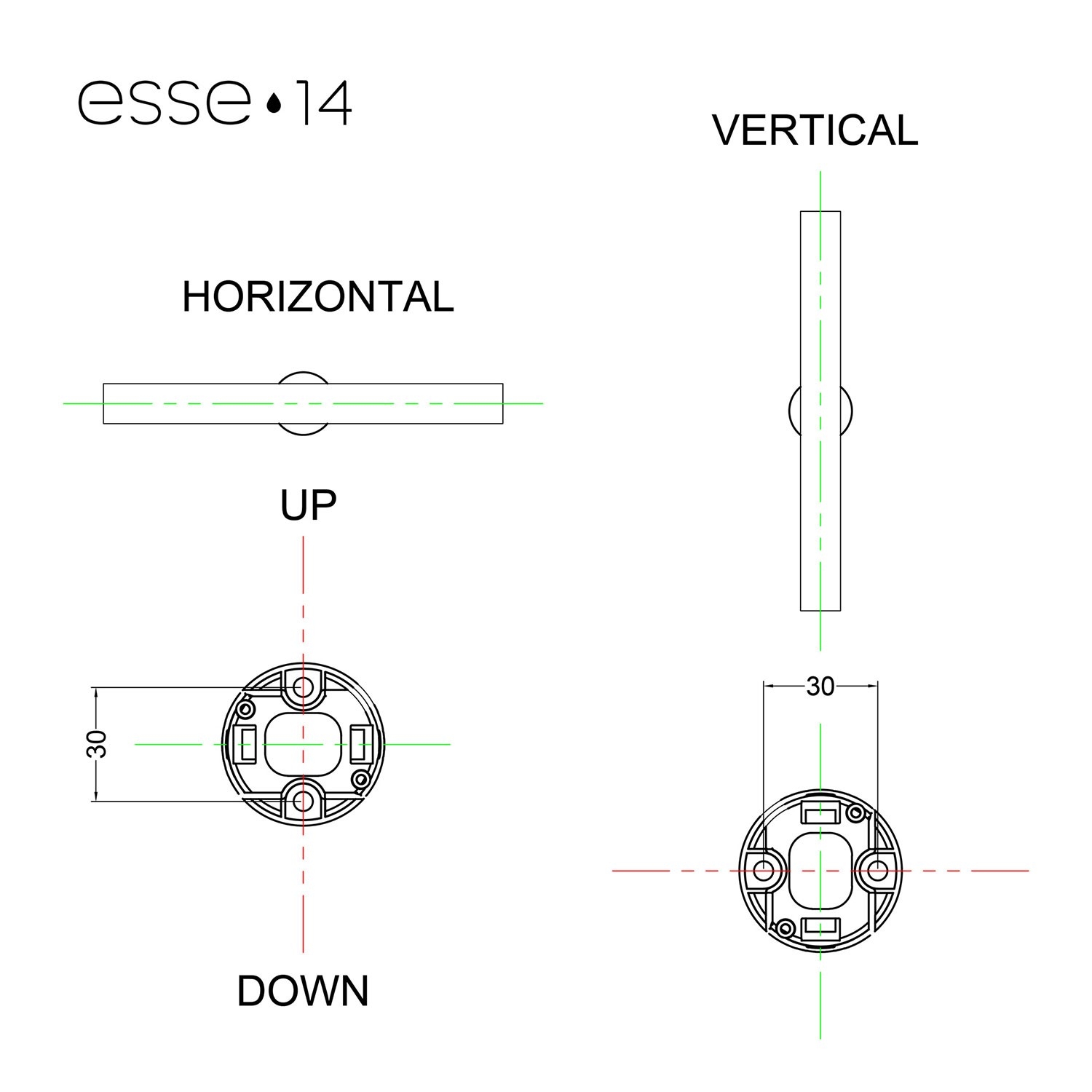 Esse14 wall or ceiling lamp holder with S14d fitting - Waterproof IP44