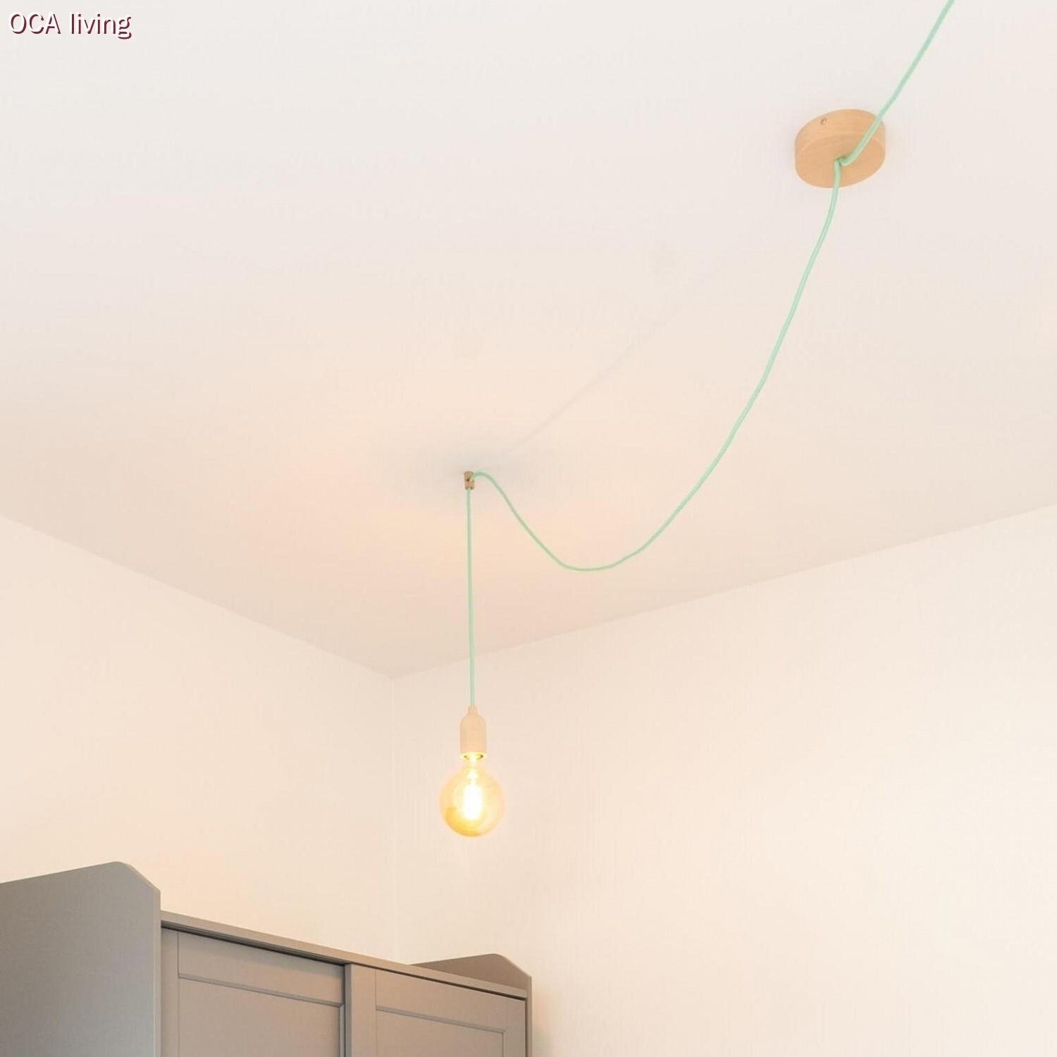 wooden lamp holder E27 Kit with concealed cable clamp