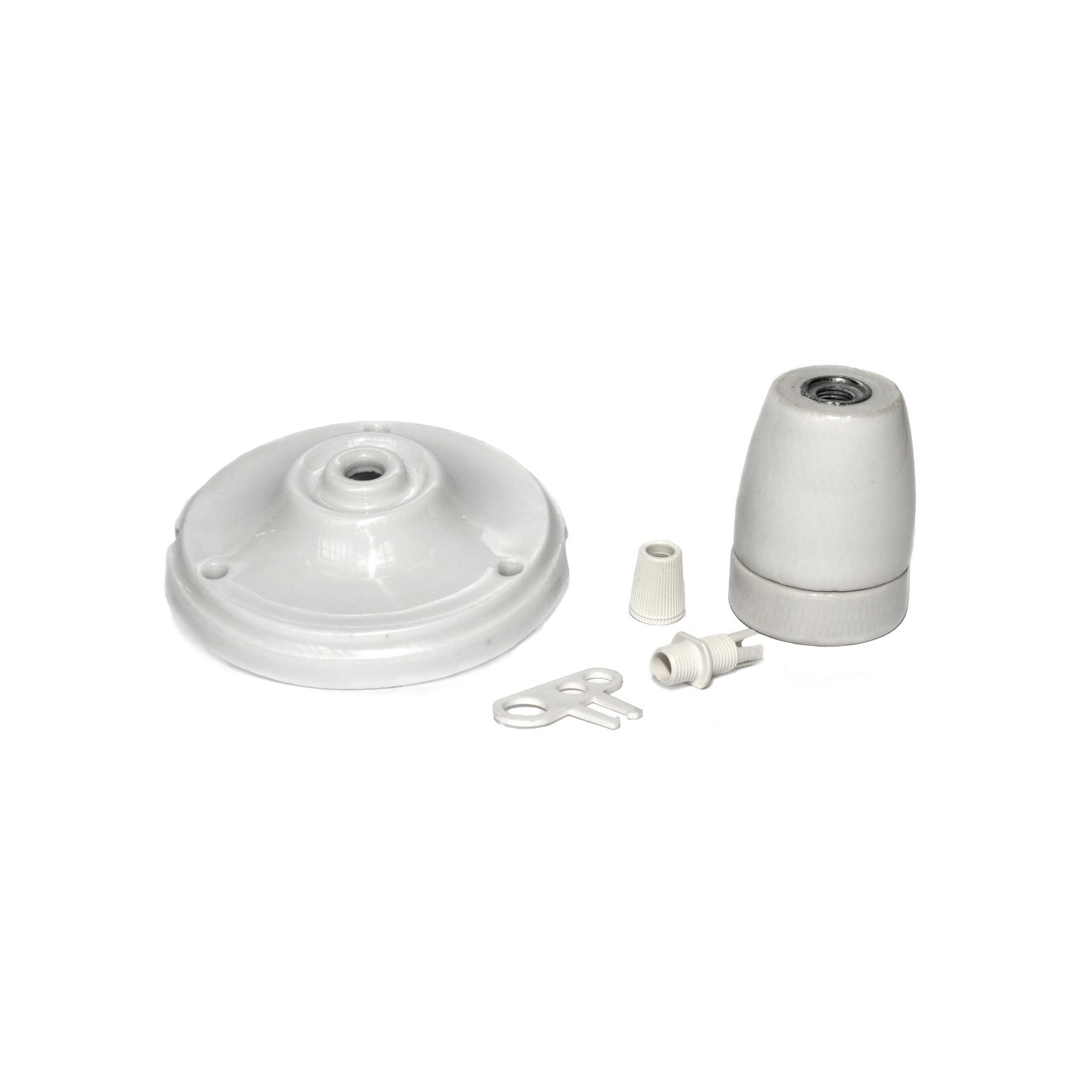 Porcelain socket and rose kit, without cable