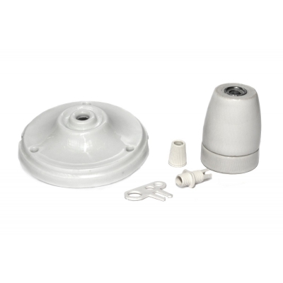 Porcelain socket and rose kit, without cable