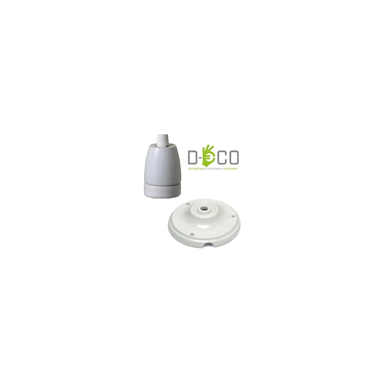 Porcelain socket and rose kit, without cable