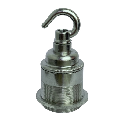 Lampholder Large Nickel with Hook Edison Screw E27