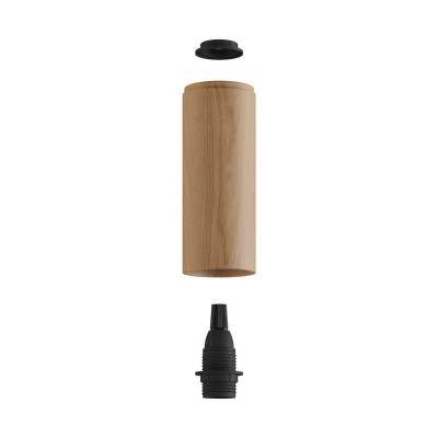 Tub-E14, wooden tube for spotlight with E14 double ring lamp holder