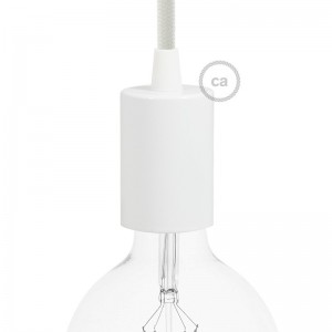 Cylindrical metal E27 lamp holder kit: Gloss White