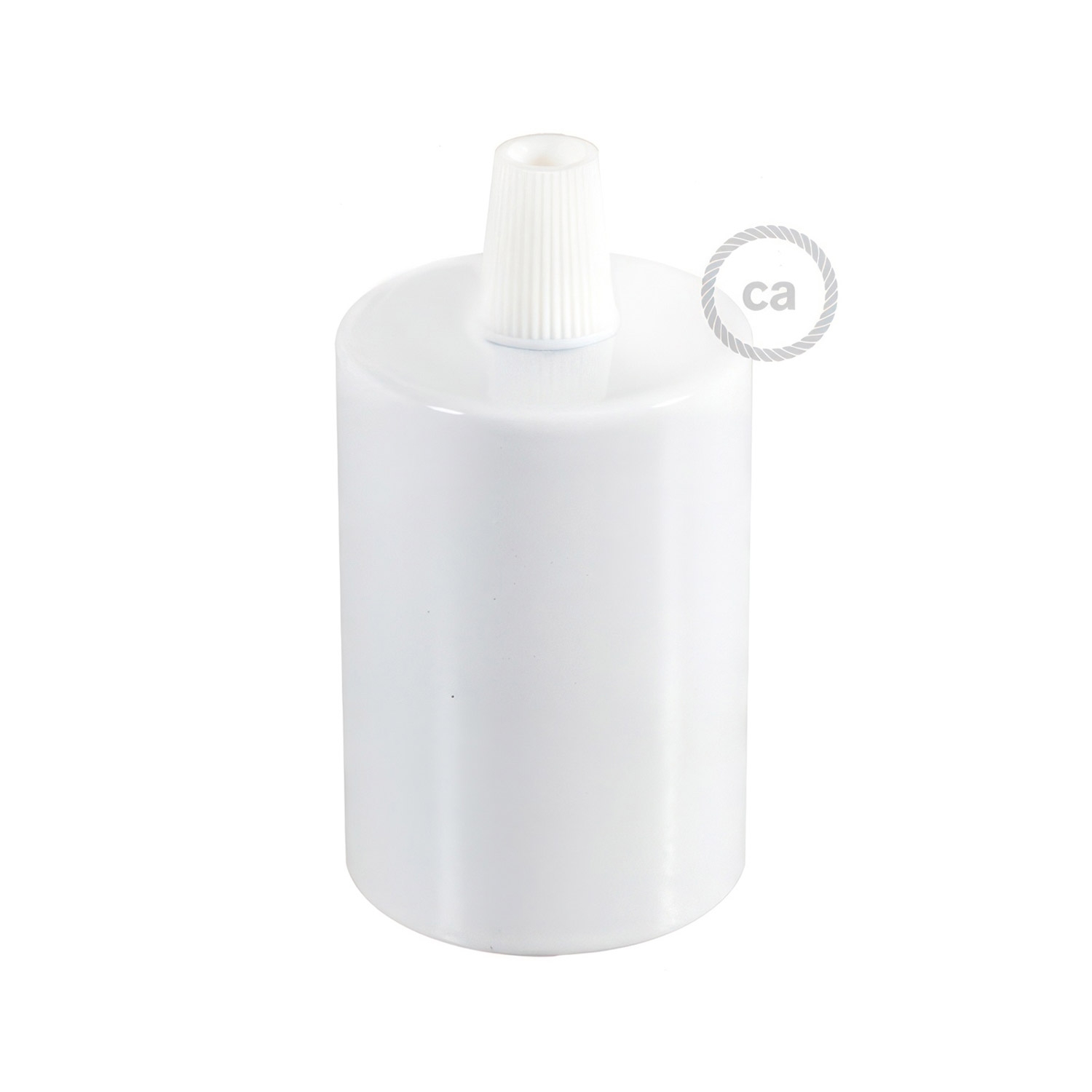 Cylindrical metal E27 lamp holder kit: Gloss White