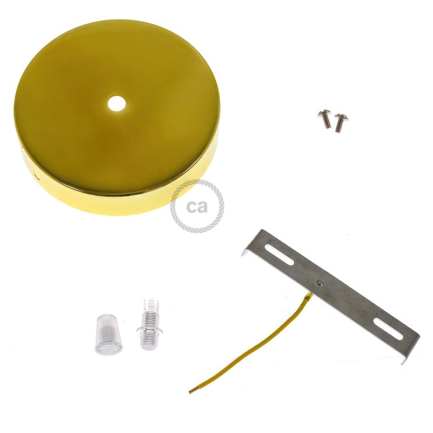 Cylindrical metal ceiling rose kit: Gloss White