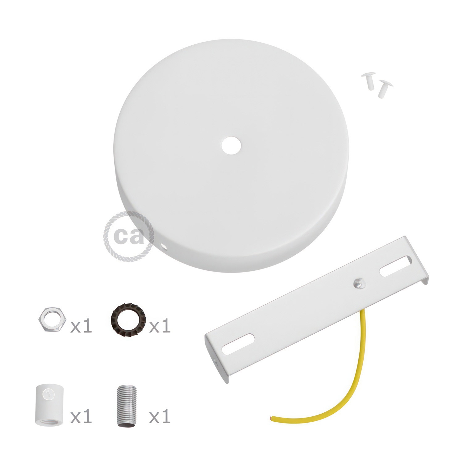 Cylindrical metal ceiling rose kit: Gloss White