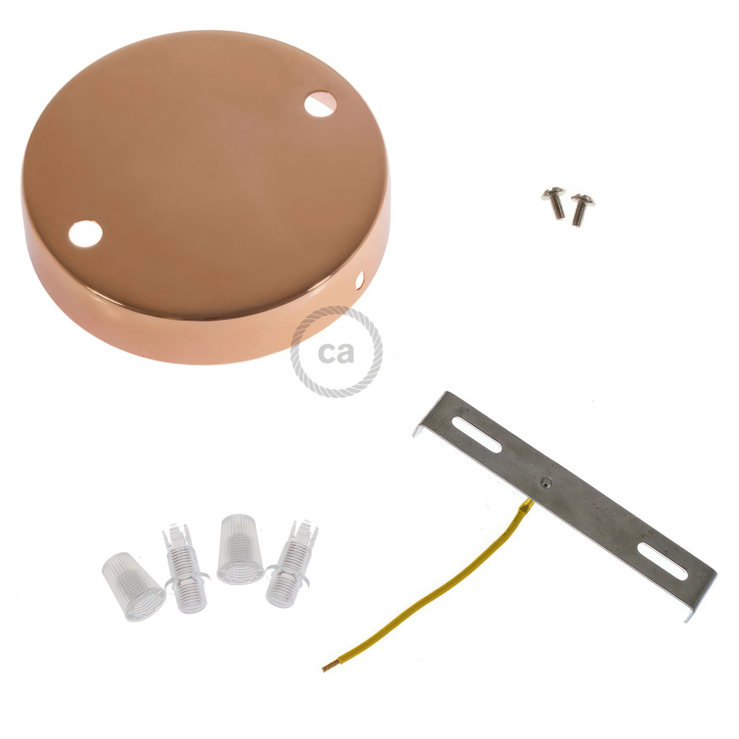 Cylindrical metal 2-hole ceiling rose kit: Gloss White