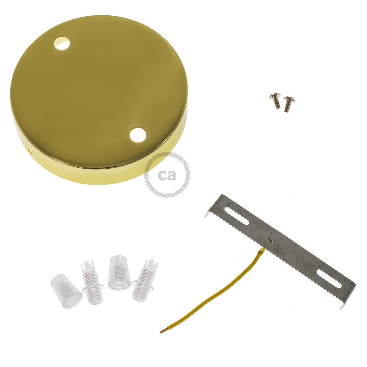 Cylindrical metal 2-hole ceiling rose kit: Gloss White
