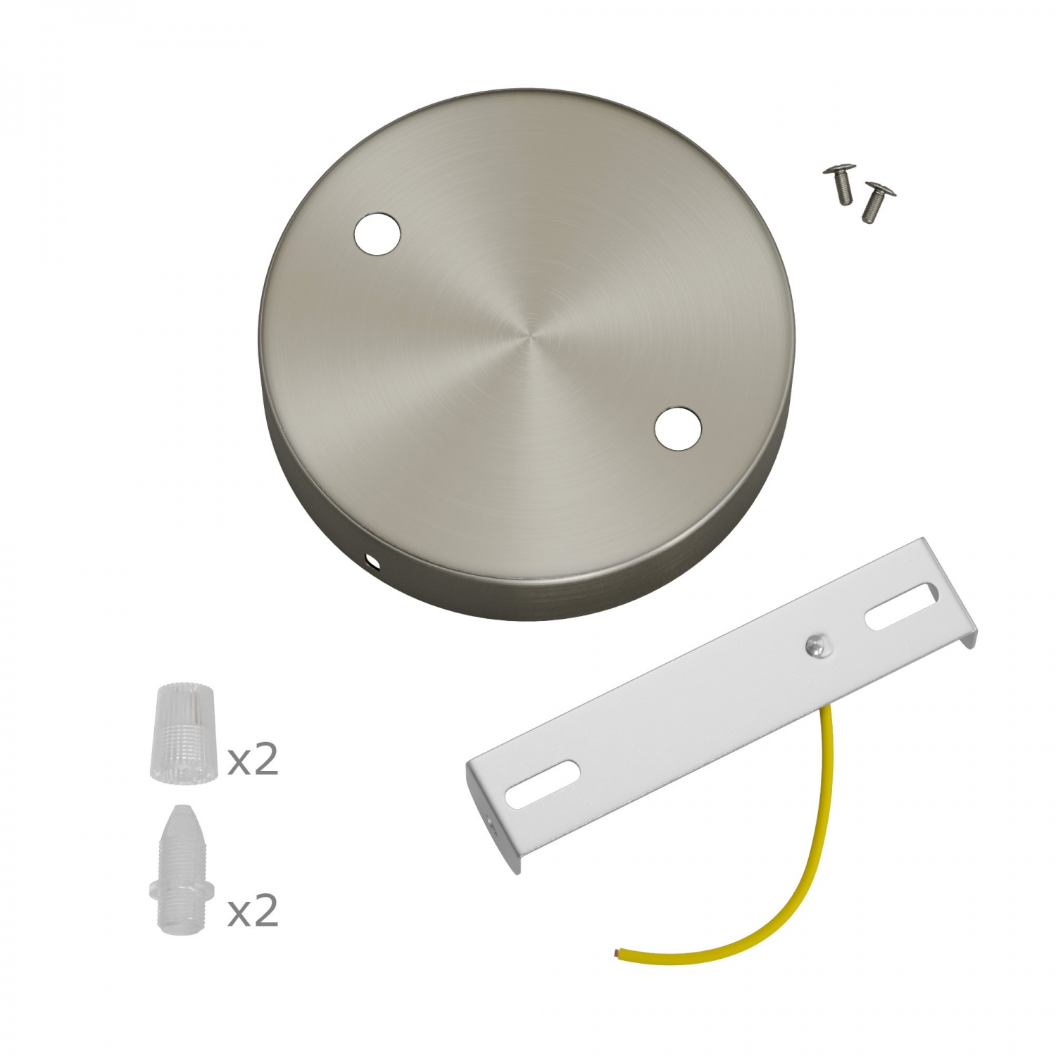 Cylindrical metal 2-hole ceiling rose kit: Gloss White
