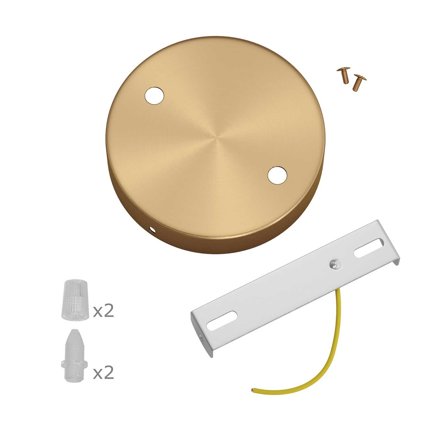 Cylindrical metal 2-hole ceiling rose kit: Gloss White