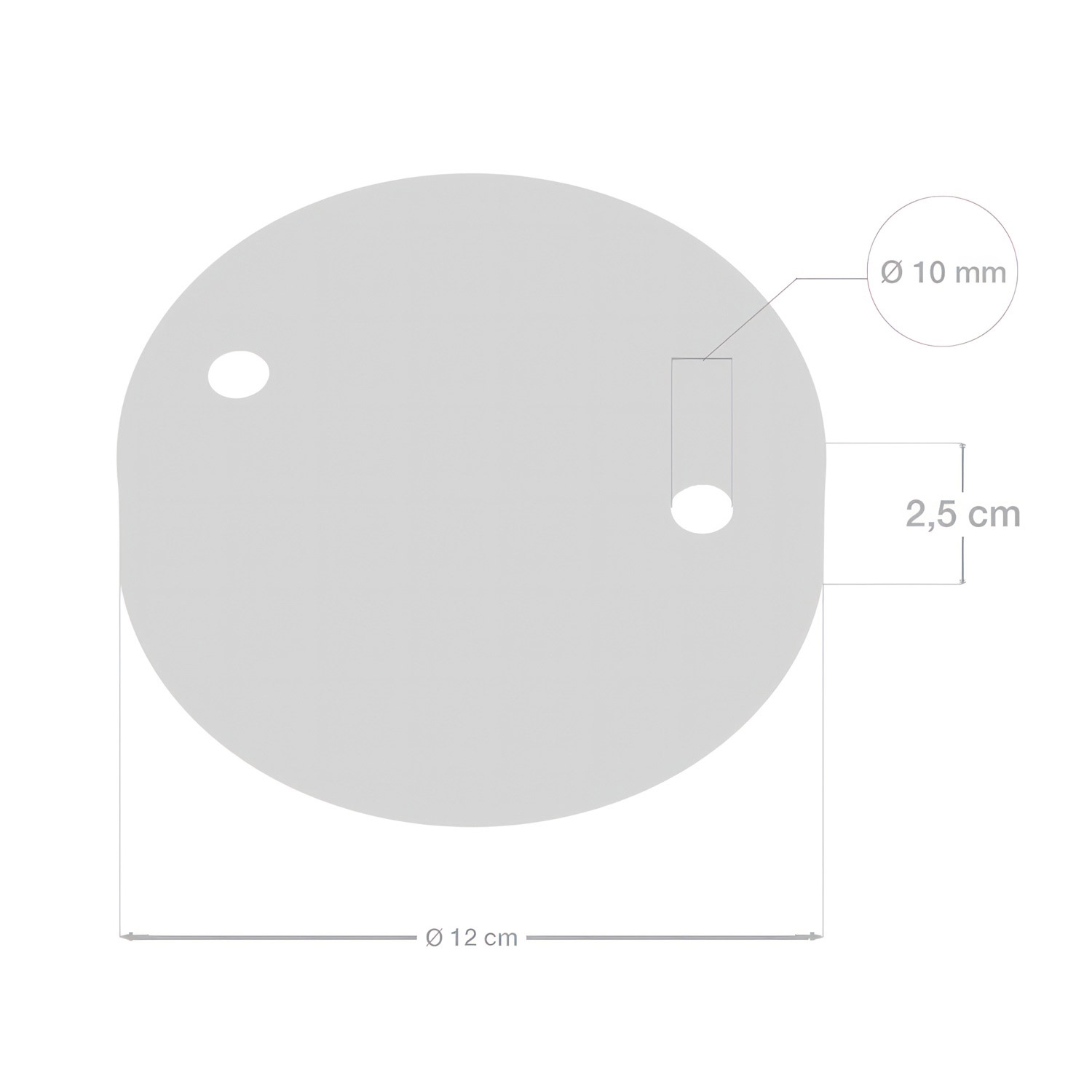 Cylindrical metal 2-hole ceiling rose kit: Gloss White